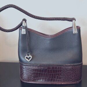 Vintage Brighton Black and Brown Leather Handbag